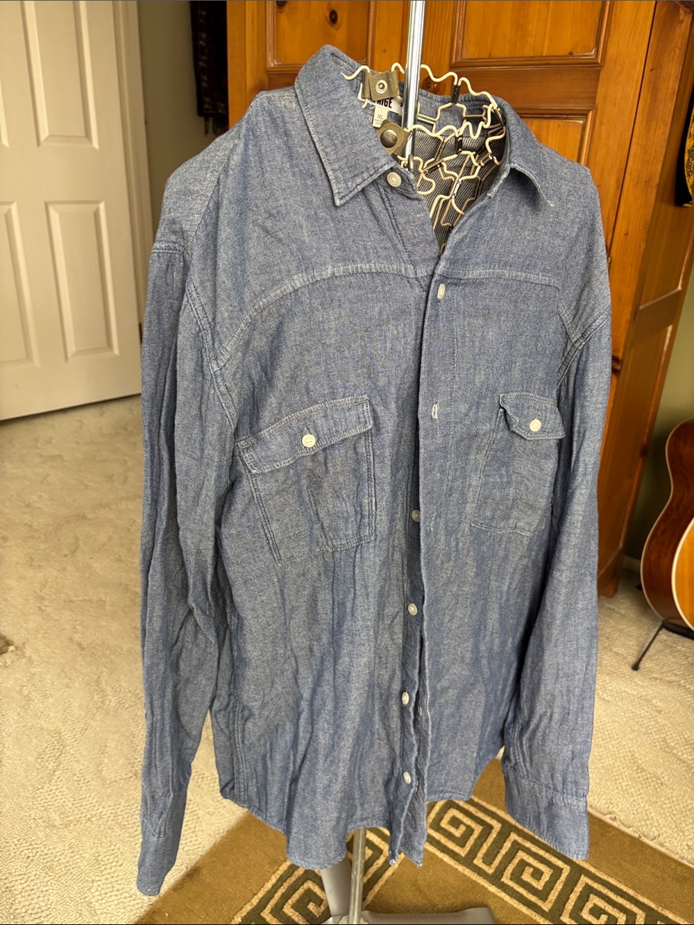 PAIGE Denim-Style Blue Button-Front Workshirt